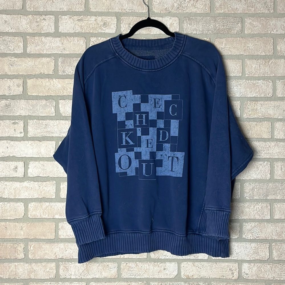 Aerie Checker Crew Sweatshirt- Size M
